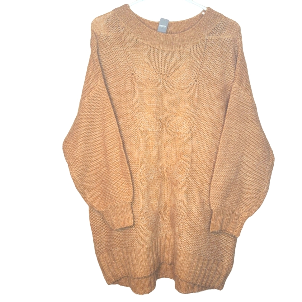 NWT Tan/Brown Aerie Cable Knit Oversized Wool Blend Sweater, Size Small - Picture 5 of 6